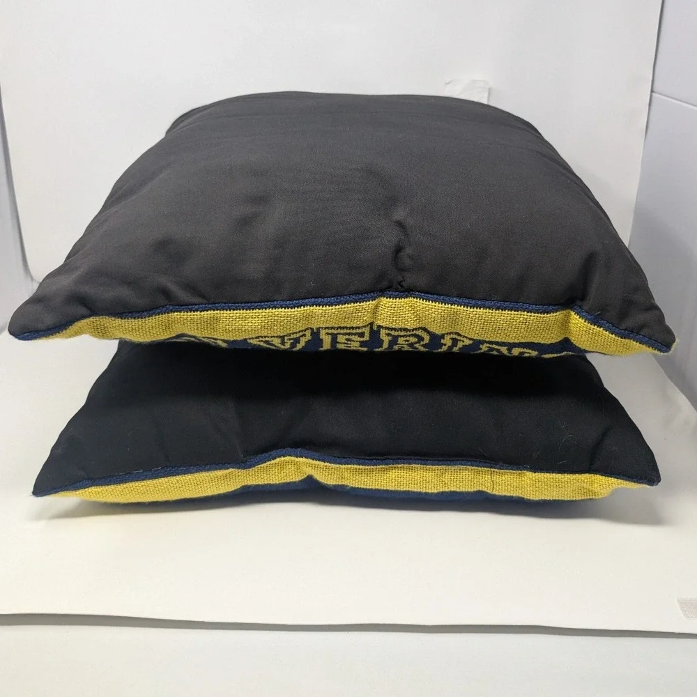 Michigan Wolverines Throw Pillows Set of 2 Navy Blue Maize Block 17x17 UofM knit